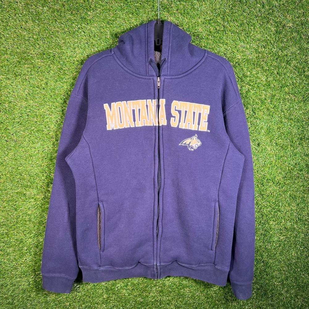 Champion Elite Montana State Bobcats Sherpa Lined Waffle Zip Hoodie‎ Purple M